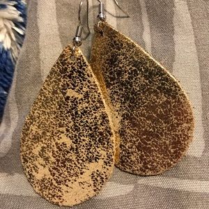 Gold leather earrings